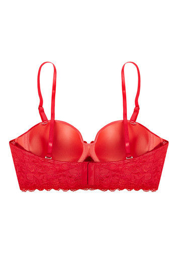 Buy Zivame Lace Embrace Strapless Long Line Push Up Bra- Red at Rs