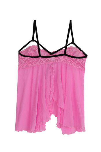 Buy Zivame Sheer n Sexy Lace n Mesh Babydoll with G-String- Pink n Black at  Rs.1595 online