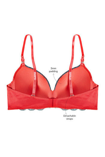 Soma Women's Linework Metallic Embroidered Plunge Bra In Red Lace