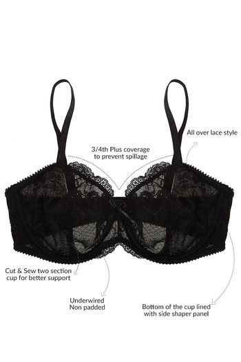 Buy Lace Sheer Underwired Bra In Black Online India, Best Prices, COD -  Clovia - BR0078T13