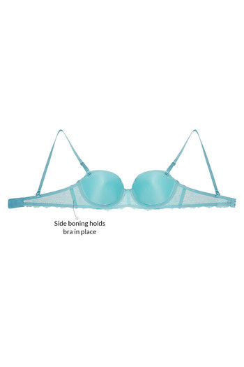 Zivame Floral Lace Padded Strapless Bra- Turquoise
