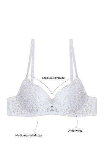 Buy Zivame Summer Lace Push Up Wired Medium Coverage Bra-White at Rs.925  online