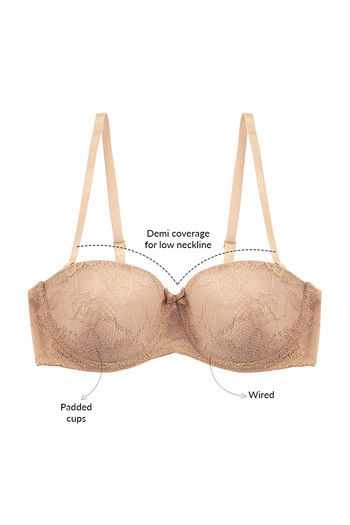 Buy Zivame All Lace Padded Strapless Bra-Skin at Rs.398 online