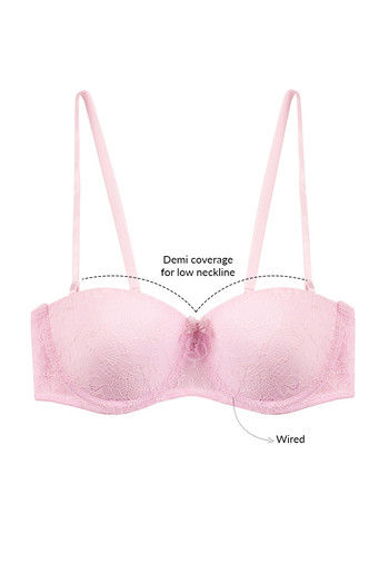 Buy Zivame All Lace Padded Strapless Bra-Pink at Rs.398 online