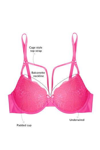Buy Zivame Lace Touch Demi Coverage Laser Wings Bra-Red Online