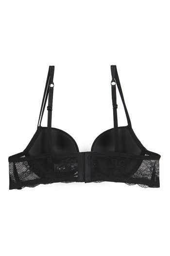 Buy Zivame All That Lace Push Up Wired Low Coverage Bra-Black at