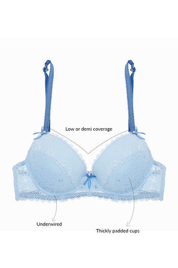 Buy Zivame All That Lace Padded Wired Low Coverage Bra-Blue at Rs