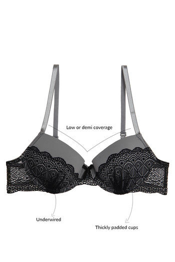 Buy Zivame Lustrous Lace Padded Wired Bra And Floral Bikini Brief Set-Grey  at Rs.1320 online