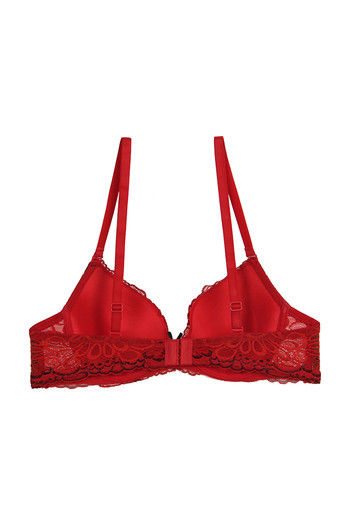 Enamor F043 Padded Wired Medium Coverage Perfect Plunge Push-Up Bra - Red  (36C)