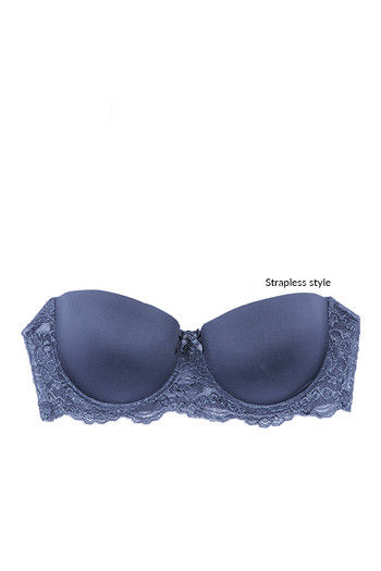 Buy Zivame All That Lace Push Up Wired Low Coverage Strapless Bra-Light  Blue at Rs.895 online