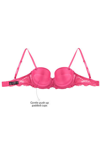Victoria's Secret PINK Vivid Magenta Pink Push Up Flocked Mesh Push Up  Bralette