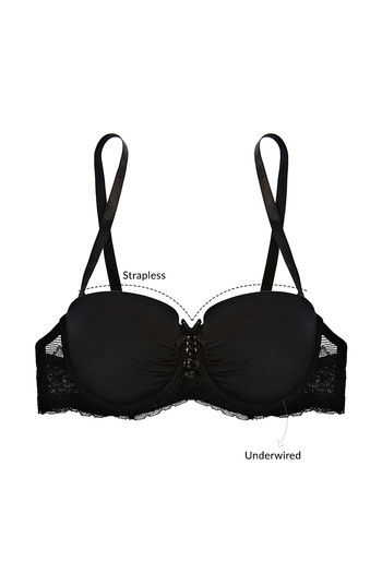 Bras For Women No Underwire Push Up 2Pcs Solid Color Strapless Non Slip  Adjustment Rimless Dress F Cup Black Bralette 85F 
