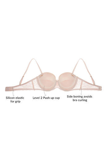 Zivame All That Lace Push Up Wired Low Coverage Strapless Bra-Pink