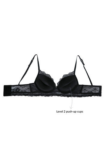 Zivame All That Lace Push Up Wired Low Coverage Bra-Black