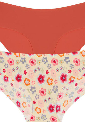 Zivame No Panty Line Laser Cut Botanica Blossom N Solid Briefs (Pack of 2)-  Assorted