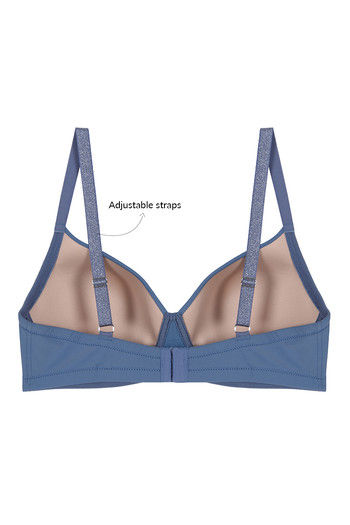 Zivame Glitter Straps Radiance Smooth Padded Wirefree T-Shirt Bra- Blue Grey