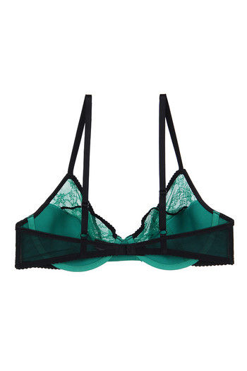 Zivame Sensuous Single Layered Wired Low Coverage Lace Bra-Virdi Green