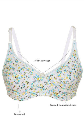 Buy Rosaline All Day Comfort Floral Print Wirefree Bra- Blue at Rs.359  online