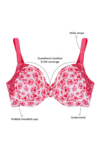 Buy Zivame Fashion Print Padded Wired 3/4th Coverage T-Shirt Bra