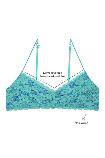 Teal Strappy Back Lace Bralette