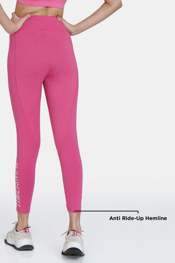 Buy Zelocity High Rise High Quality Stretch Leggings - Ibis Rose at Rs.598  online