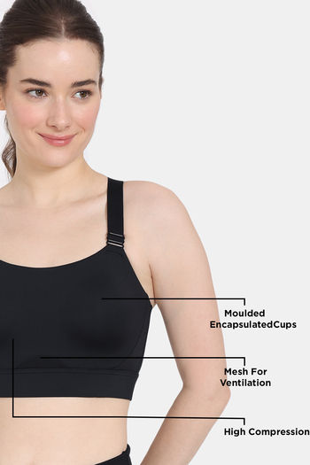 Buy Zelocity High Impact Quick Dry Sports Bra - Jet Black at Rs.1836 online