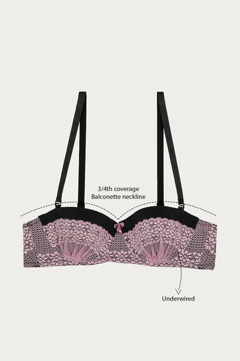 Buy Zivame Moroccan Lace Padded Wired Medium Coverage Bralette - Valerian  at Rs.583 online