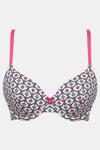 Buy Zivame Whimsical Padded Wired 3/4th Coverage T-Shirt Bra - Wave Print  at Rs.380 online