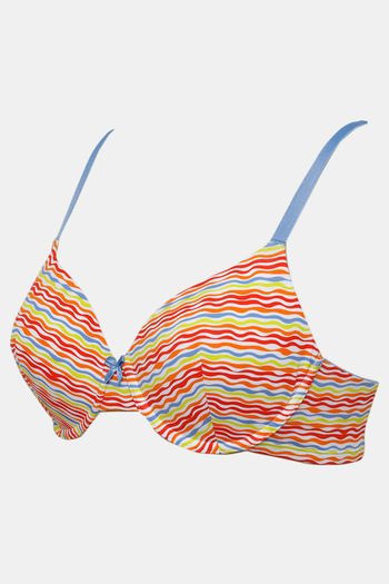 Zivame Whimsical Padded Wired 3/4th Coverage T-Shirt Bra - Wave Print