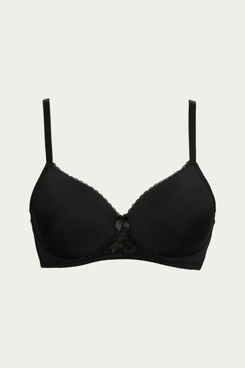 Buy Zivame Beautiful Basics Padded Non Wired 3/4th Coverage T-Shirt Bra -  Black at Rs.492 online