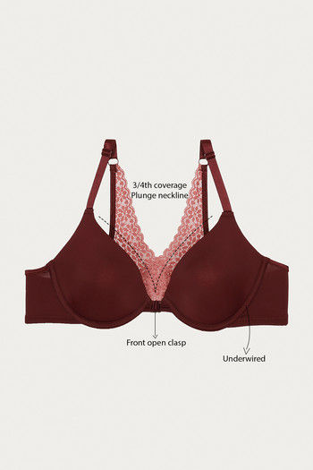 Buy Zivame Moroccan Lace Padded Wired 3/4th Coverage T-Shirt Bra - Dusty  Cedar at Rs.1195 online