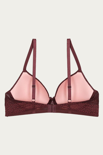 Buy Zivame Moroccan Lace Padded Non Wired 3/4th Coverage Lace Bra -  Zinfandel at Rs.380 online