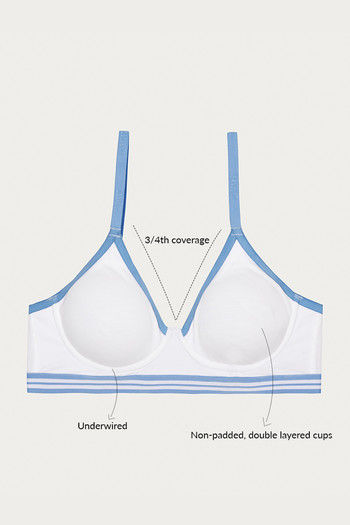 Zivame Sporty Twist Double Layered Wired 3/4th Coverage Bra - White