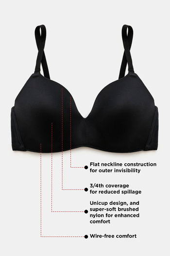 Buy Zivame Priority Push Up Wired 3/4th Coverage T-Shirt Bra-Black at  Rs.795 online