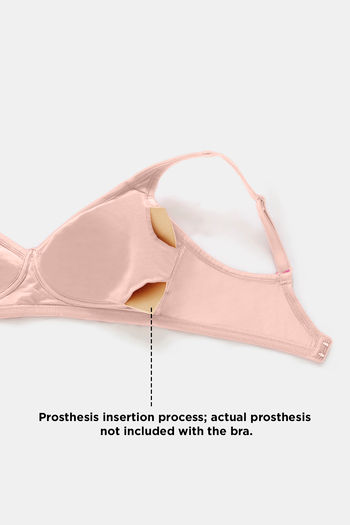 Buy Zivame Double Layered Non Wired Full Coverage Mastectomy Bra - Peach  Pearl at Rs.450 online