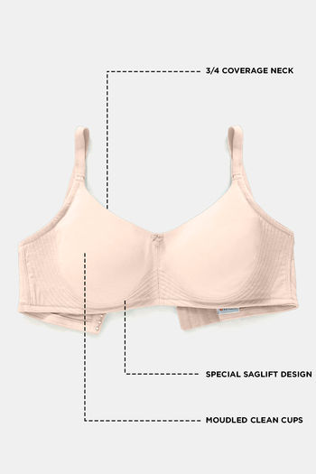Buy Zivame True Curv Basics Double Layered Non Wired 3/4th Coverage Super  Support Bra - Peach Pearl at Rs.517 online