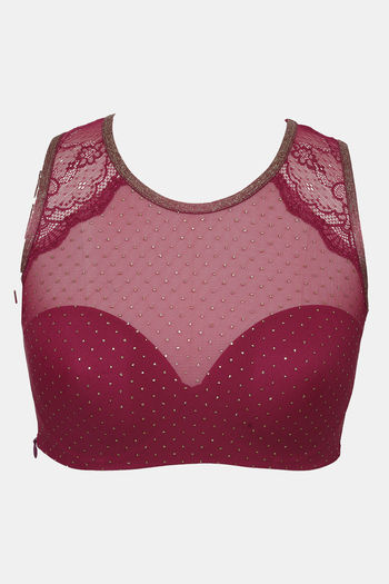 Buy Zivame Ornate Glitz Padded Wired 3/4th Coverage Bra - Wine at