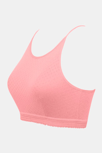 Buy Zivame Pointelle Double Layered Non Wired Full Coverage Bralette -  Salmon Rose at Rs.448 online
