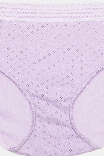 Zivame Pointelle Low Rise Full Coverage Hipster Panty - Lavendulla