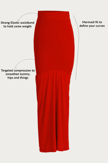 Zivame Seamless Slit Mermaid Saree Shapewear Red size_M