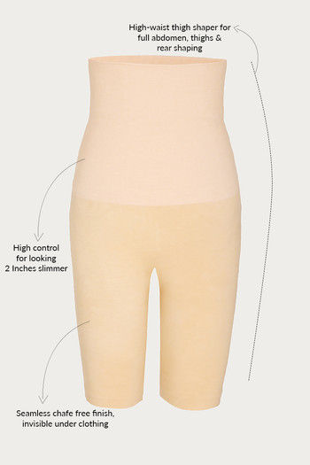 Zivame High Control Highwaist Thigh Shaper - Skin