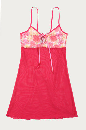 Buy Zivame Dual Tone Lace Soft Mesh Gentle Push Up Babydoll With G  String-Pink at Rs.798 online