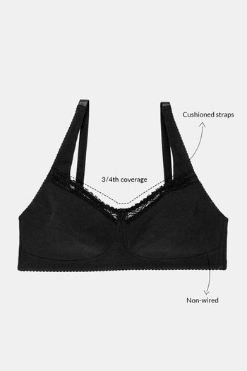 Buy Zivame True Curv Double Layered Non Wired Full Coverage Super Support  Bra - Black at Rs.380 online