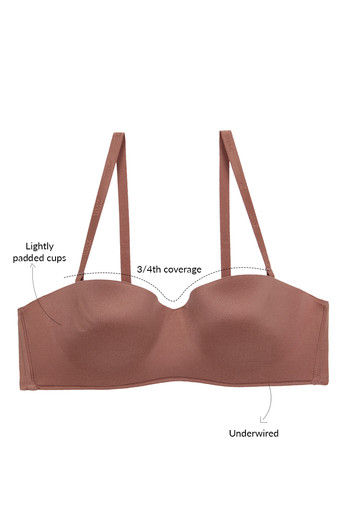 Buy Zivame Padded Wired 3/4th Coverage Strapless Bra-Brown at Rs.673 online