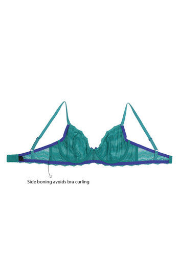 Zivame Tropical Lace Double Layered Wired 3/4th Coverage Lace Bra-Columbia  Blue
