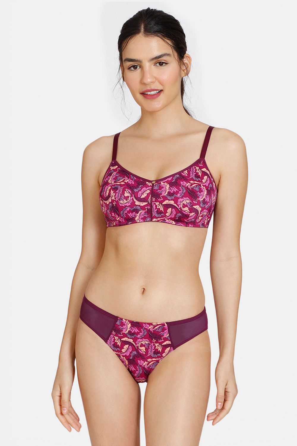 Buy Zivame Plush Mystique Padded Non Wired 3/4Th Coverage T-Shirt Bra With  Bikini Panty - Gibraltar Sea at Rs.1343 online