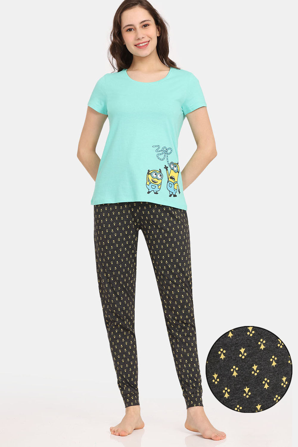 Rosaline Minions Knit Cotton Top With Pyjama - Cockatoo Black