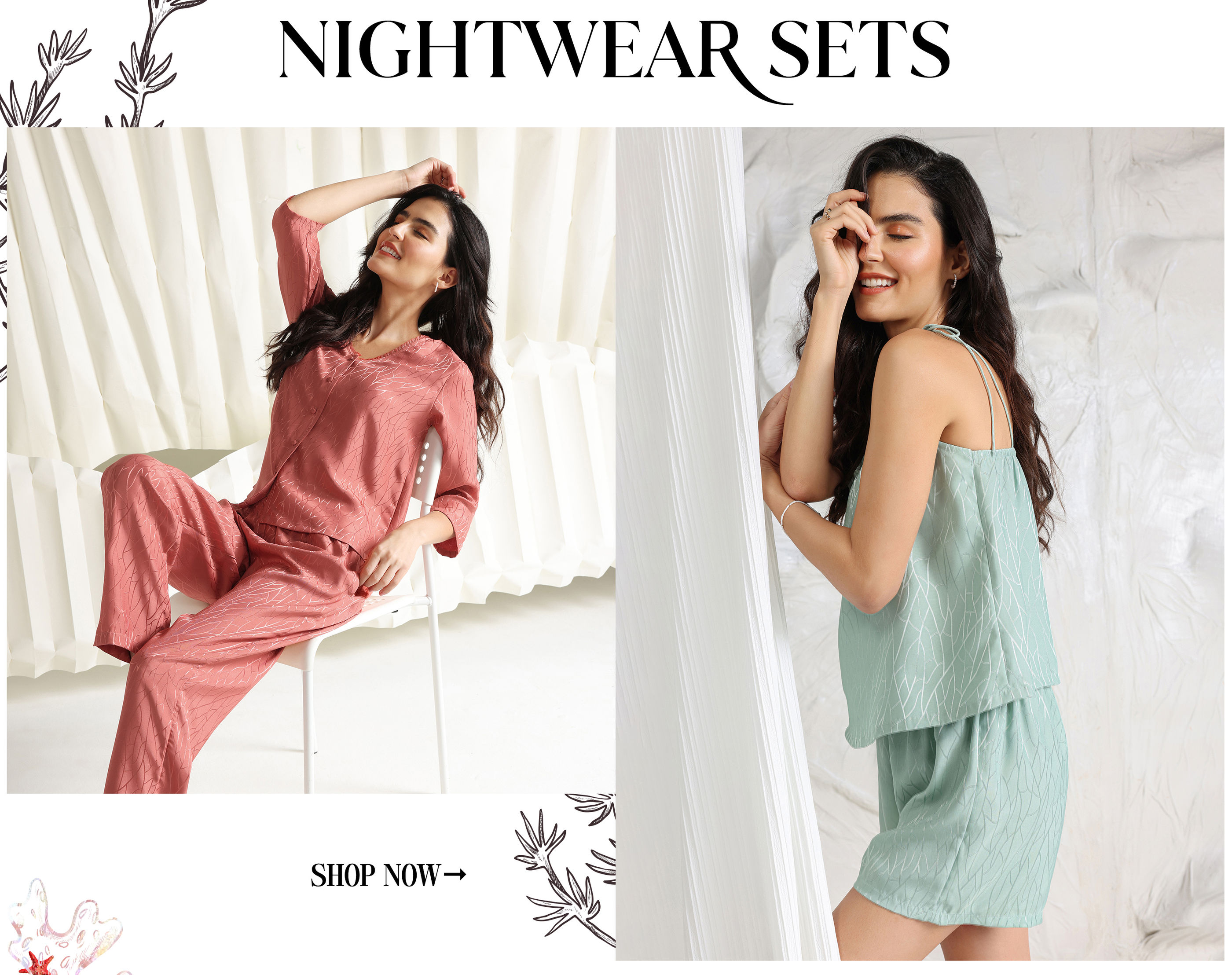 Zivame Coral Glaze Collection - Nightwear Sets Coral Glaze