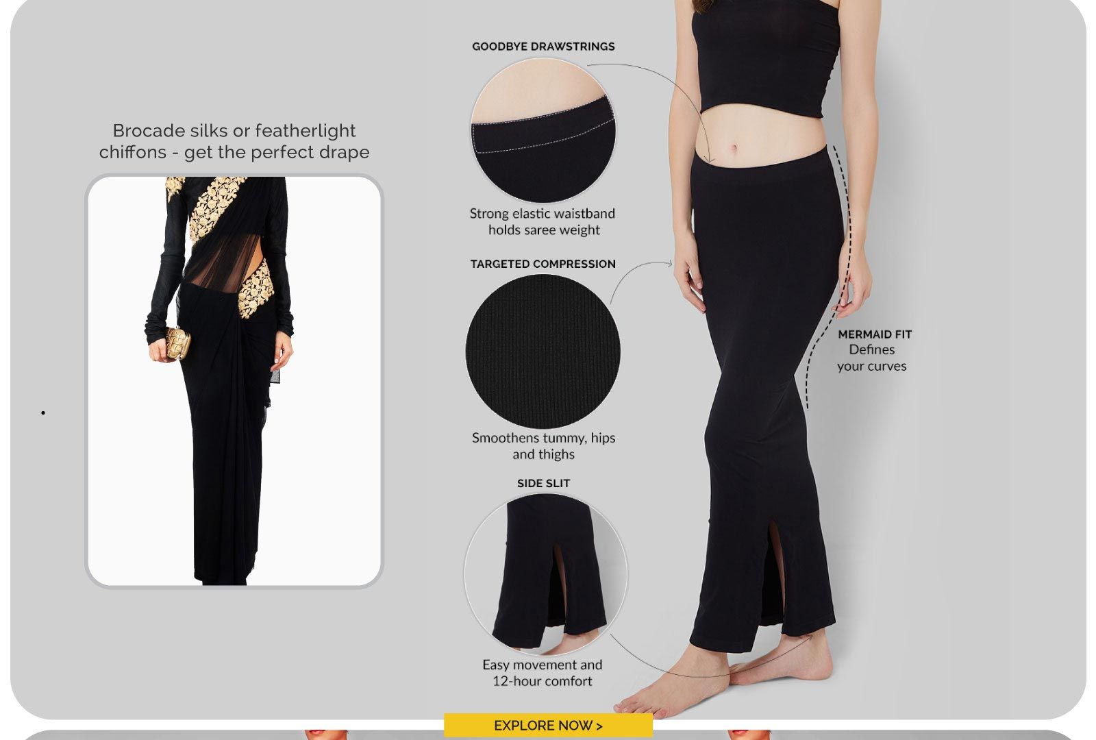 Saree Shapewear - Tummy and Thigh Shapewear For Women Pure