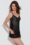 Zivame Sundown Collection Soft Floral Lace Chemise-Black — thumbnail 2